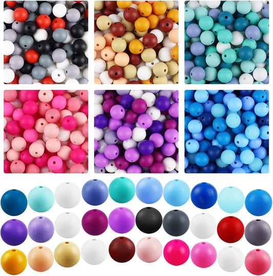 20Pcs 15mm Silicone Beads, Silicone Beads for Keychain Making Bulk Silicone Beads for Bracelet Making Necklace Making and Round Silicone Beads for Pens