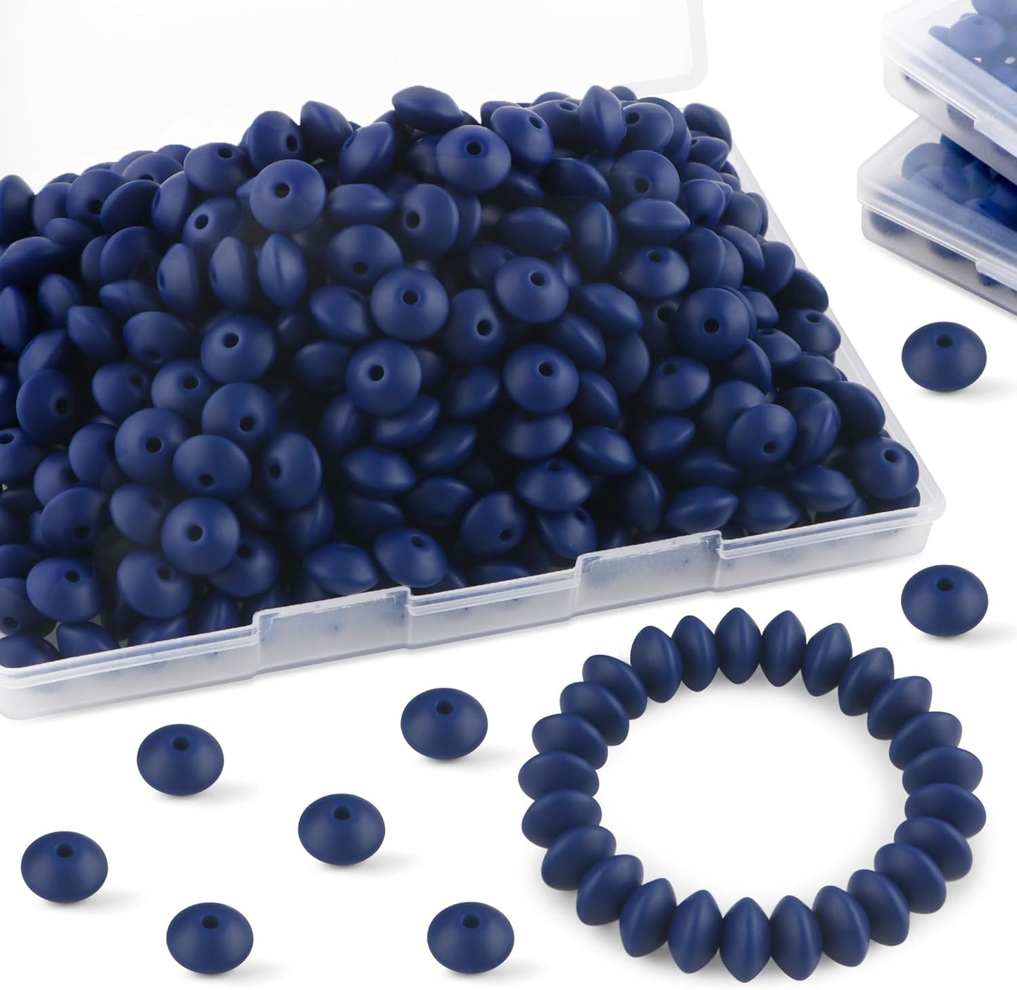 30PCS Silicone Lentil Beads, 12mm Silicone Beads for Keychain Making Bulk Silicone Abacus Beads for Necklace Bracelet Making and Space Silicone Beads for Pens