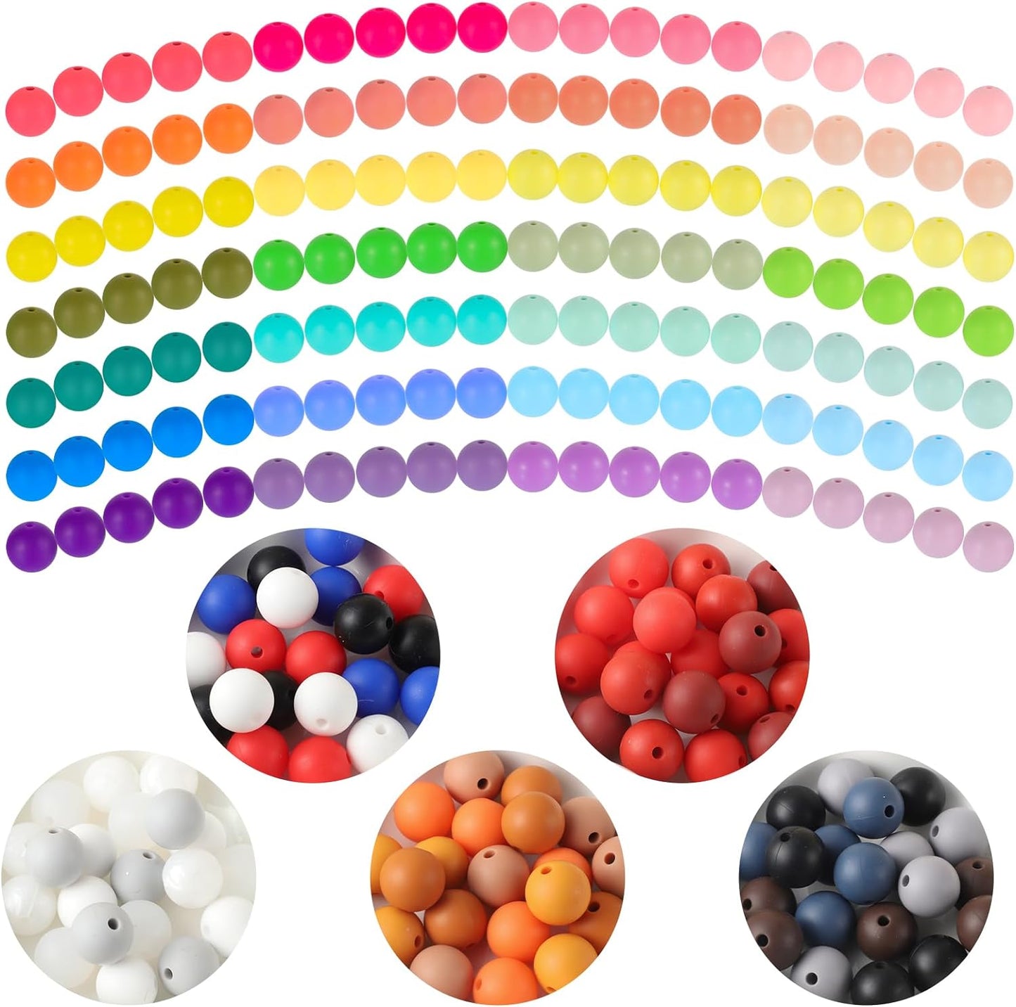 20Pcs 15mm Silicone Beads, Silicone Beads for Keychain Making Bulk Silicone Beads for Bracelet Making Necklace Making and Round Silicone Beads for Pens