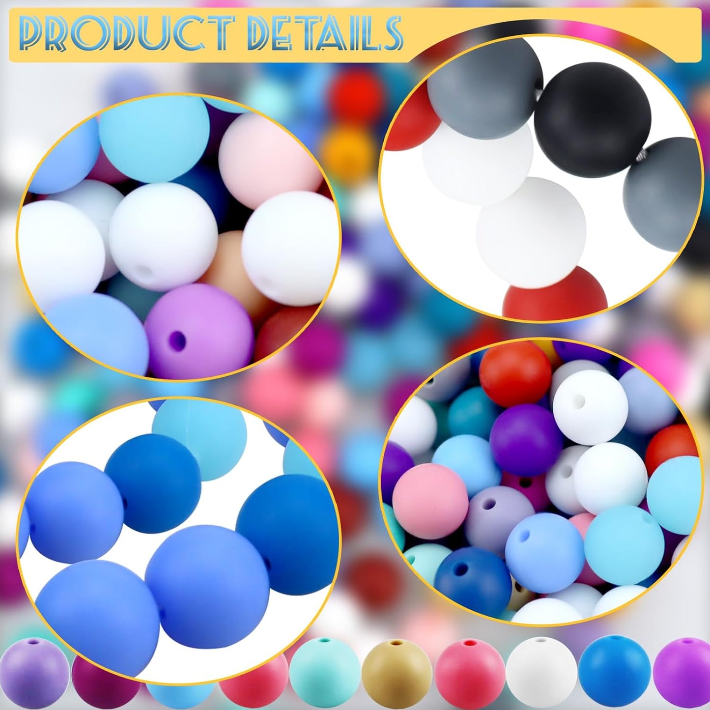 20Pcs 15mm Silicone Beads, Silicone Beads for Keychain Making Bulk Silicone Beads for Bracelet Making Necklace Making and Round Silicone Beads for Pens