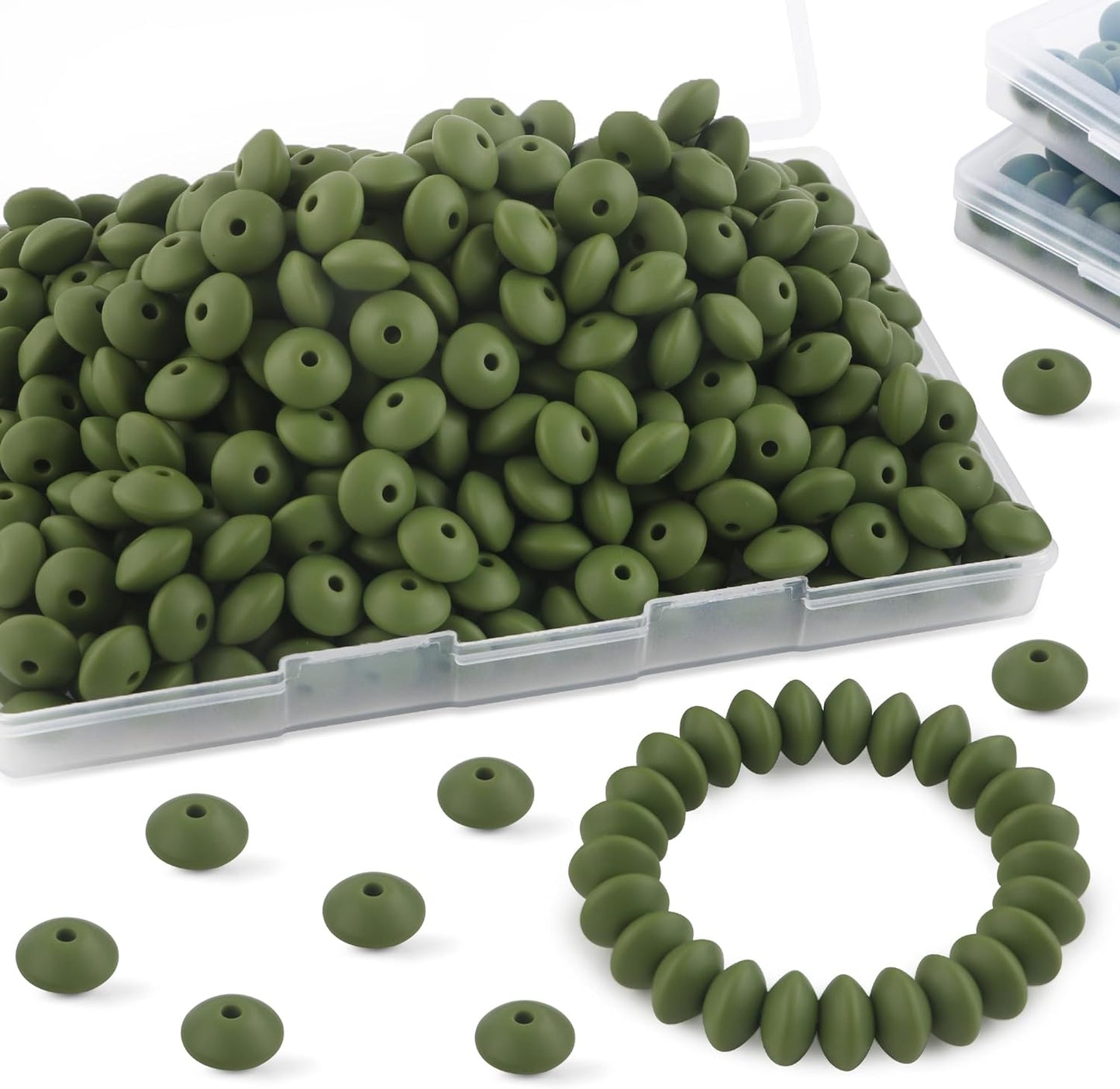 30PCS Silicone Lentil Beads, 12mm Silicone Beads for Keychain Making Bulk Silicone Abacus Beads for Necklace Bracelet Making and Space Silicone Beads for Pens