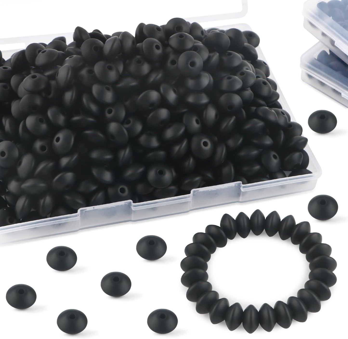 30PCS Silicone Lentil Beads, 12mm Silicone Beads for Keychain Making Bulk Silicone Abacus Beads for Necklace Bracelet Making and Space Silicone Beads for Pens