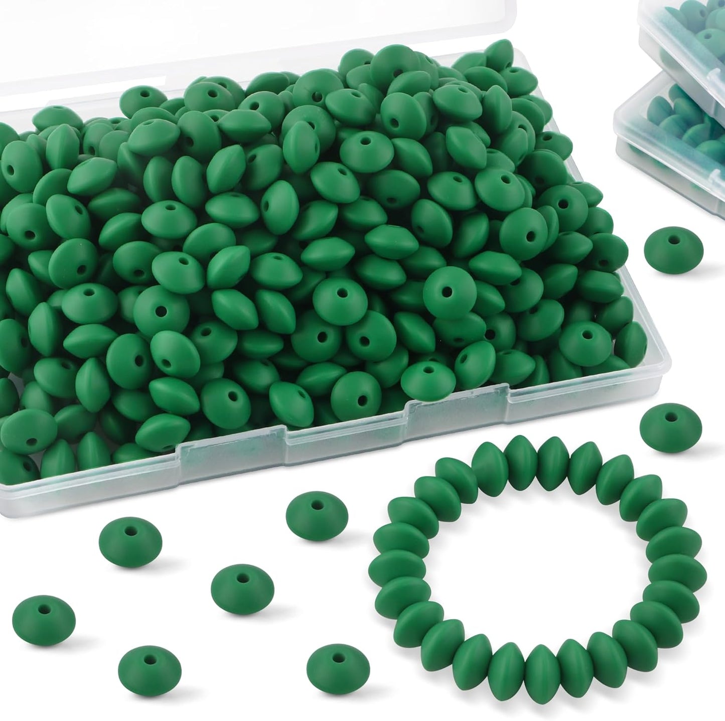 30PCS Silicone Lentil Beads, 12mm Silicone Beads for Keychain Making Bulk Silicone Abacus Beads for Necklace Bracelet Making and Space Silicone Beads for Pens