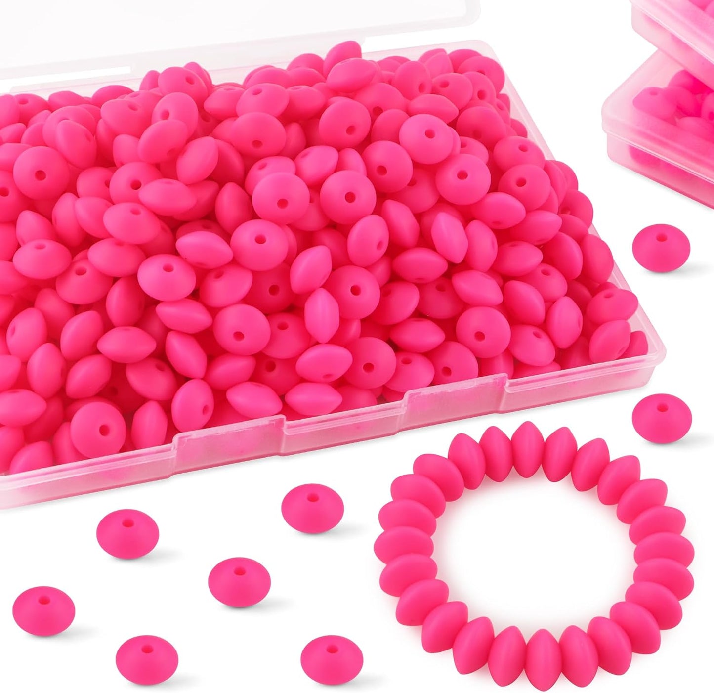 30PCS Silicone Lentil Beads, 12mm Silicone Beads for Keychain Making Bulk Silicone Abacus Beads for Necklace Bracelet Making and Space Silicone Beads for Pens