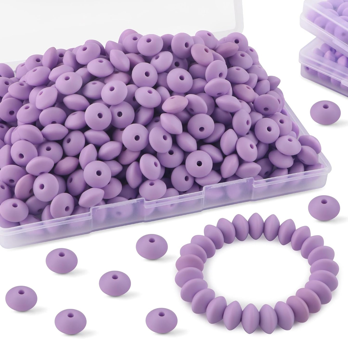 30PCS Silicone Lentil Beads, 12mm Silicone Beads for Keychain Making Bulk Silicone Abacus Beads for Necklace Bracelet Making and Space Silicone Beads for Pens