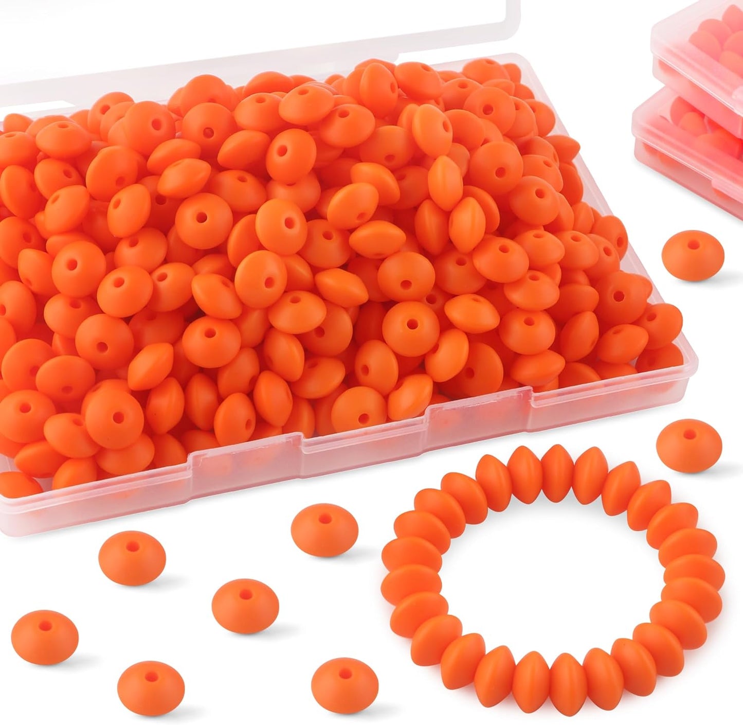 30PCS Silicone Lentil Beads, 12mm Silicone Beads for Keychain Making Bulk Silicone Abacus Beads for Necklace Bracelet Making and Space Silicone Beads for Pens