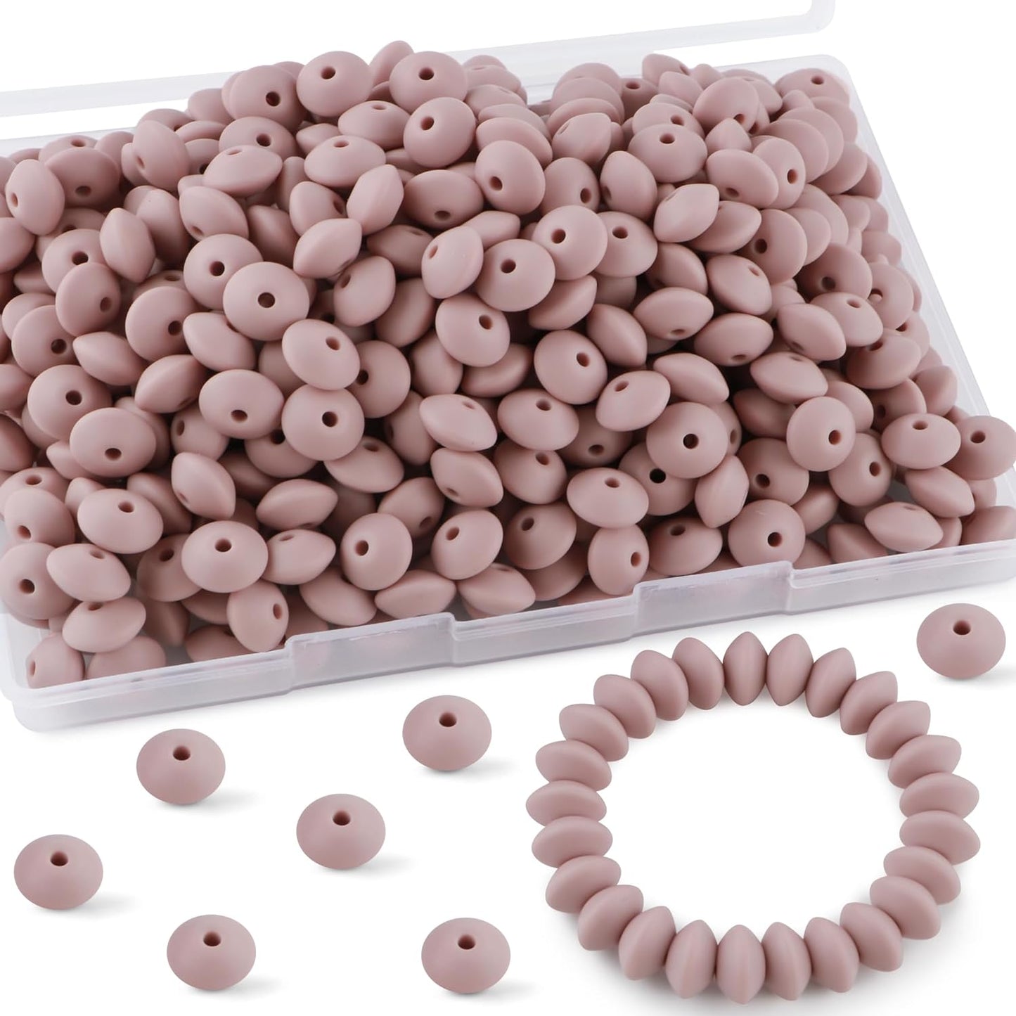 30PCS Silicone Lentil Beads, 12mm Silicone Beads for Keychain Making Bulk Silicone Abacus Beads for Necklace Bracelet Making and Space Silicone Beads for Pens