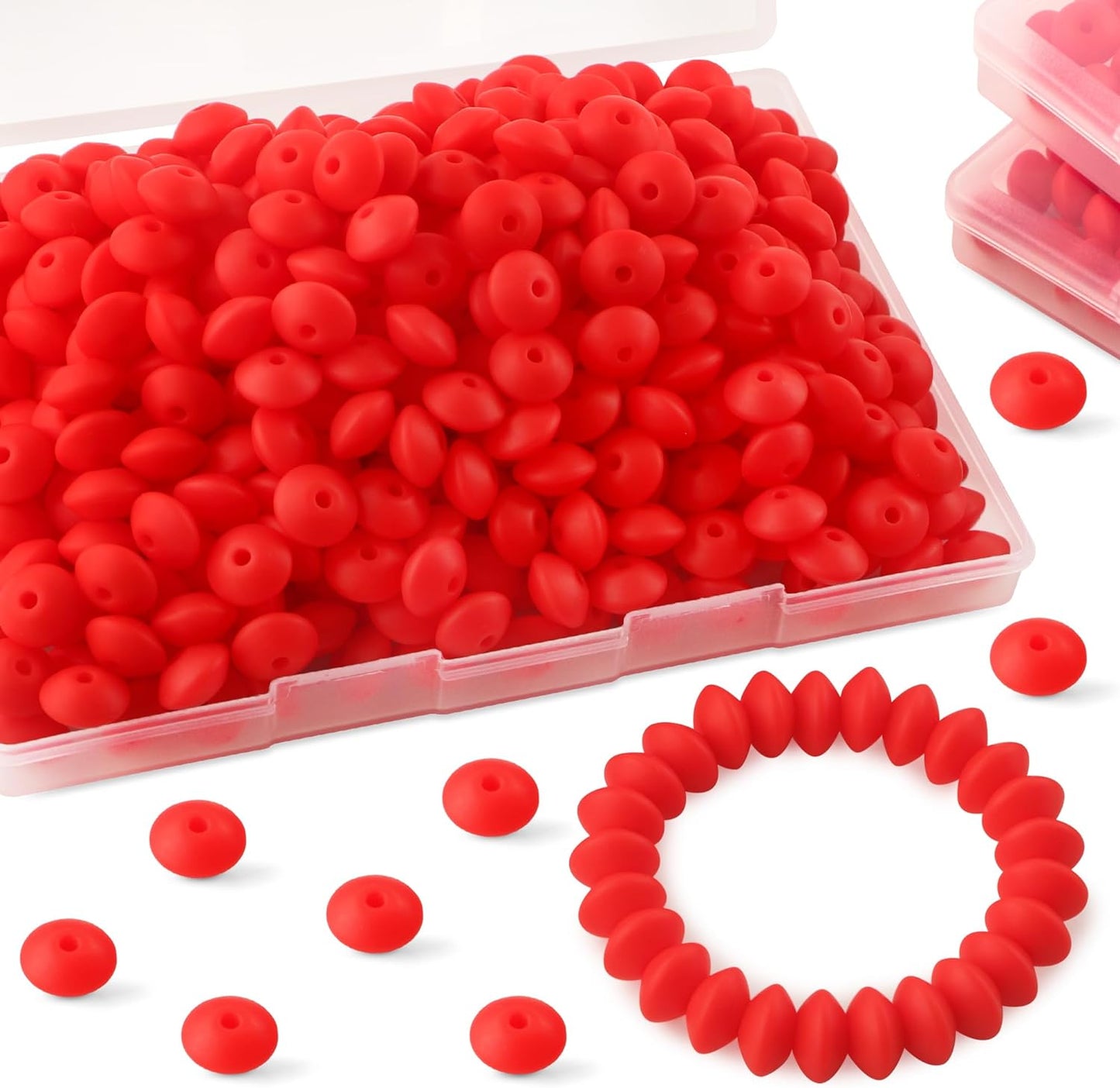 30PCS Silicone Lentil Beads, 12mm Silicone Beads for Keychain Making Bulk Silicone Abacus Beads for Necklace Bracelet Making and Space Silicone Beads for Pens