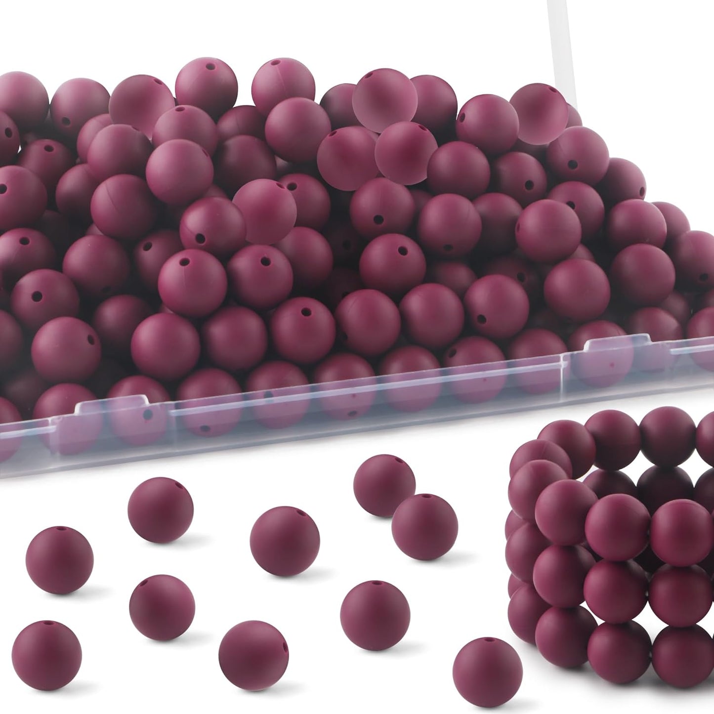 20Pcs 15mm Silicone Beads, Silicone Beads for Keychain Making Bulk Silicone Beads for Bracelet Making Necklace Making and Round Silicone Beads for Pens