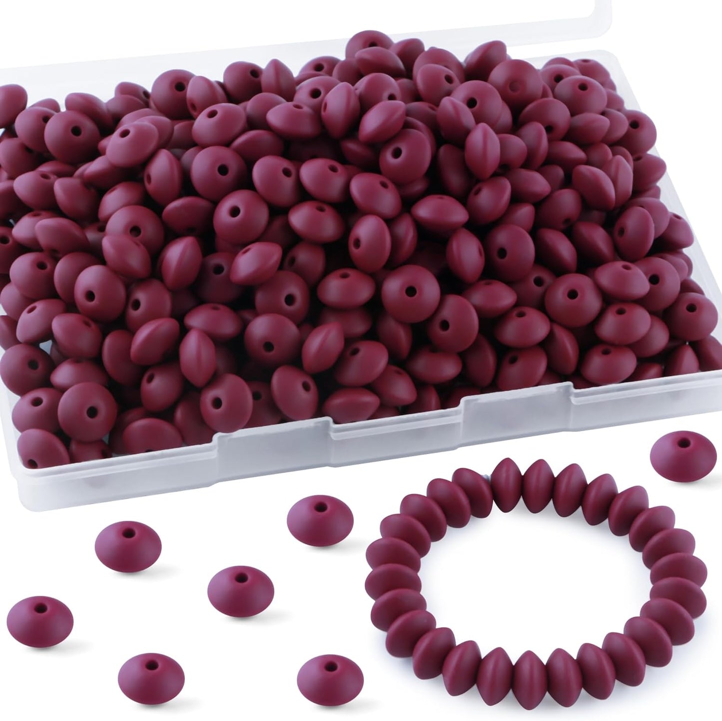 30PCS Silicone Lentil Beads, 12mm Silicone Beads for Keychain Making Bulk Silicone Abacus Beads for Necklace Bracelet Making and Space Silicone Beads for Pens