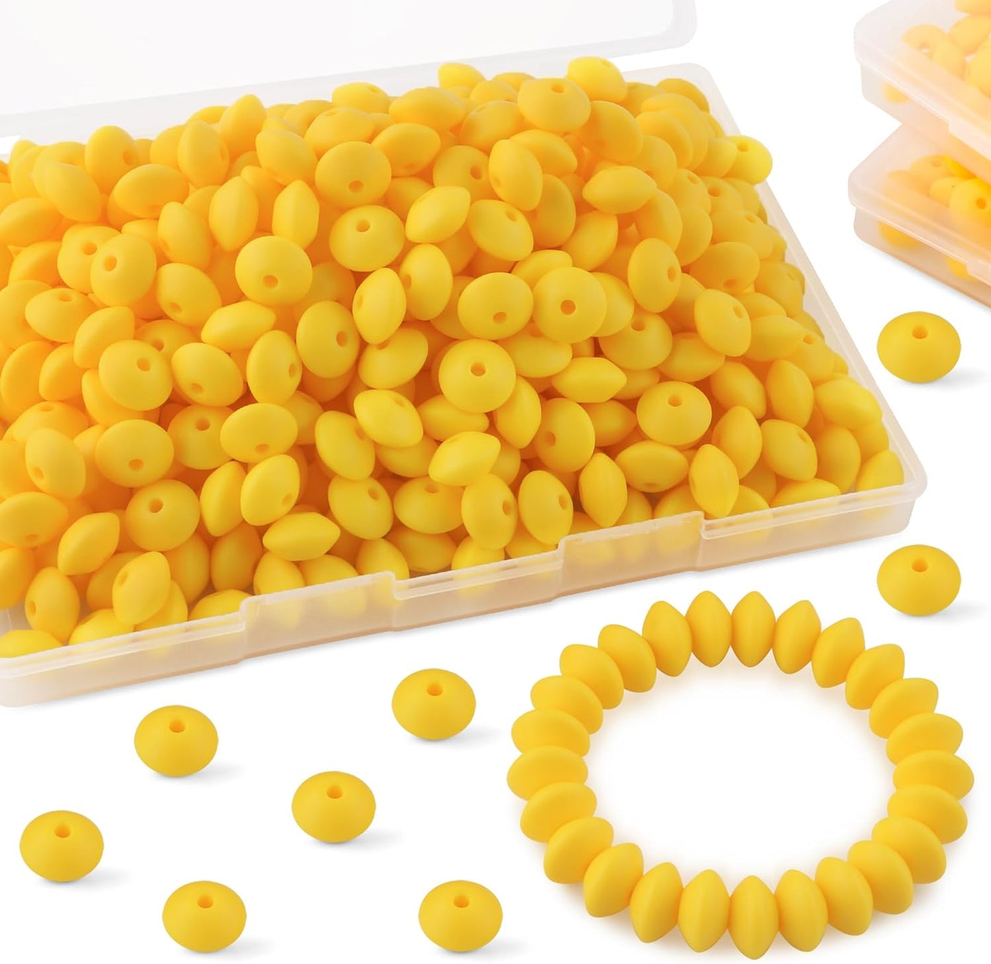 30PCS Silicone Lentil Beads, 12mm Silicone Beads for Keychain Making Bulk Silicone Abacus Beads for Necklace Bracelet Making and Space Silicone Beads for Pens